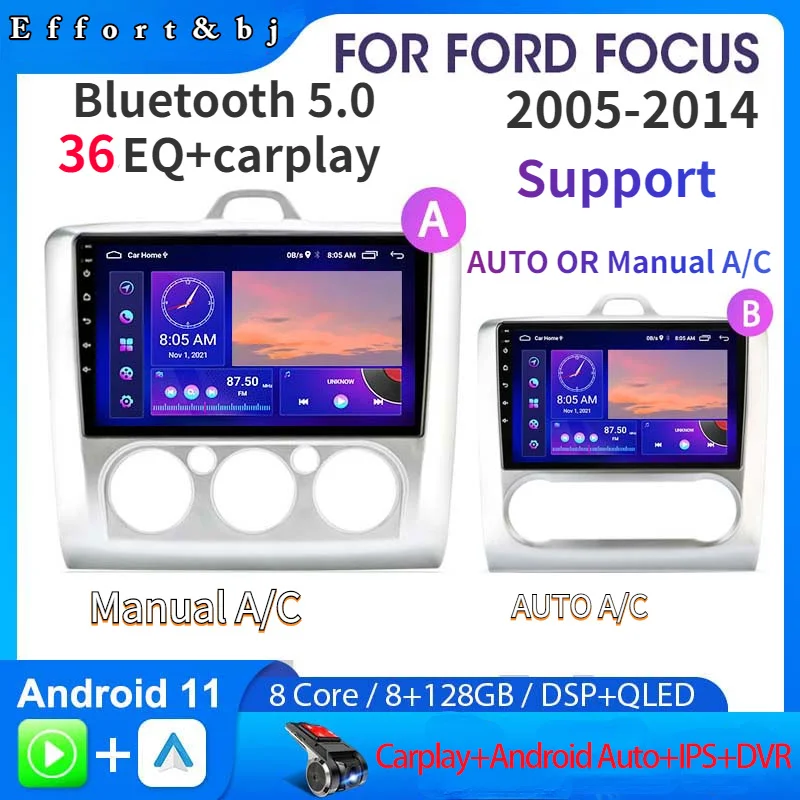 

Car GPS Navigation For Ford FOCUS/MONDEO/S-MAX/CONNECT 2005-2014 Manual A/C Radio Stereo With RDS BT Mirror-Link Wifi Aux