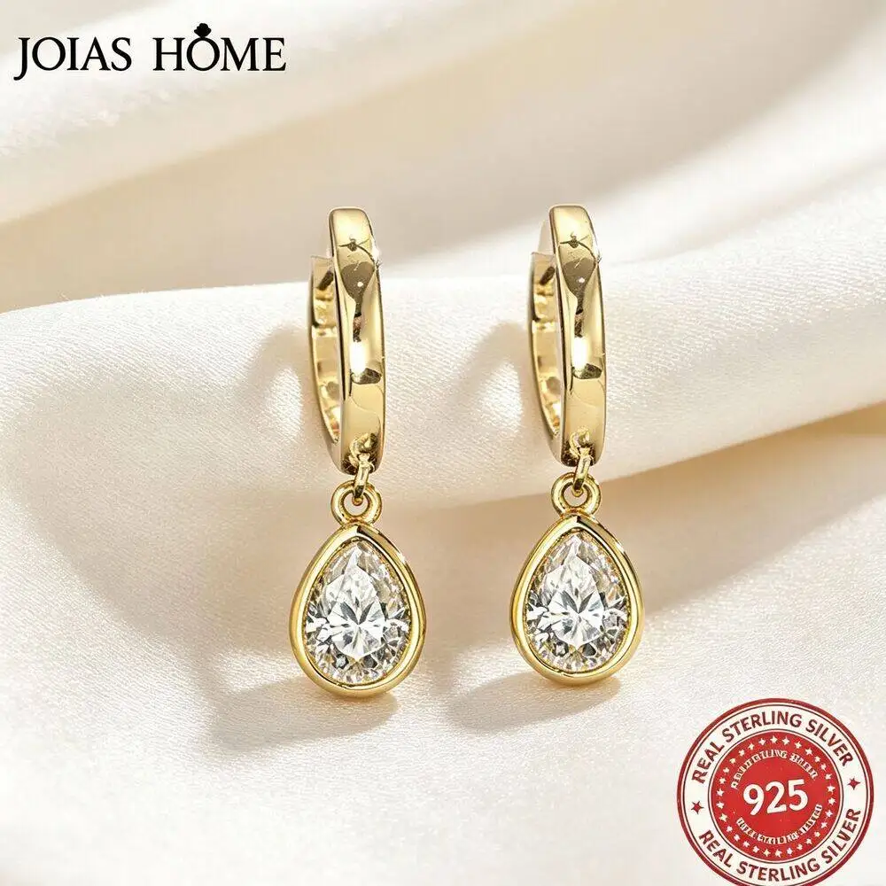 JH Women Exquisite Jewelry Pendant With GRA Pear Cut Moissanite Drop Earrings Gold 925 Sterling Silver