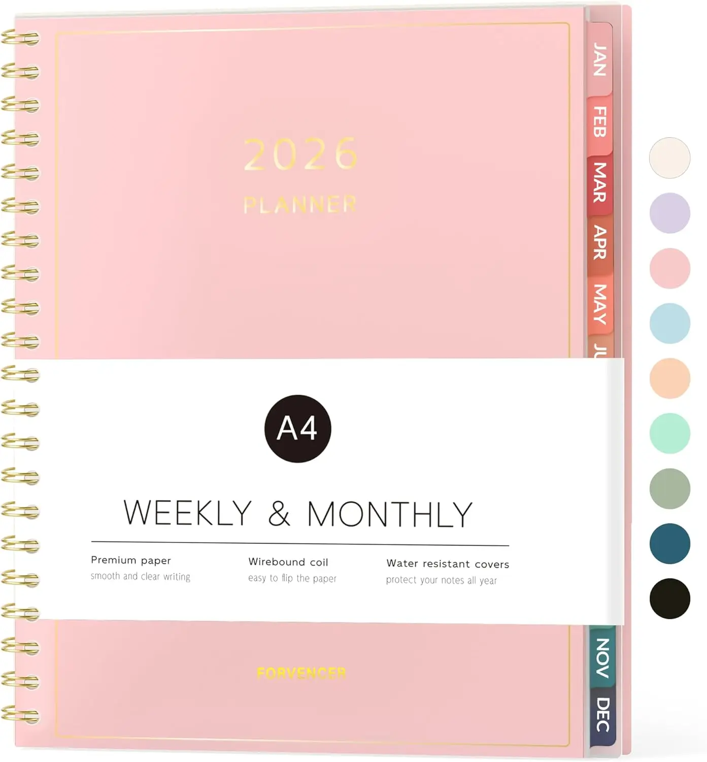 

Academic Planner 2026-2027, Weekly & Monthly, July 2026-June 2027, 8.5" x 11", Flexible Cover, Pink