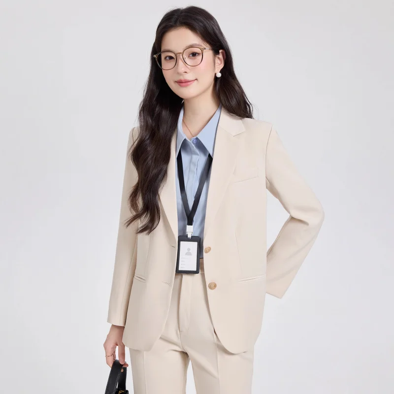 Gray formal suit for women, suitable for college students' teacher interview attire, petite women's workplace commuting suit