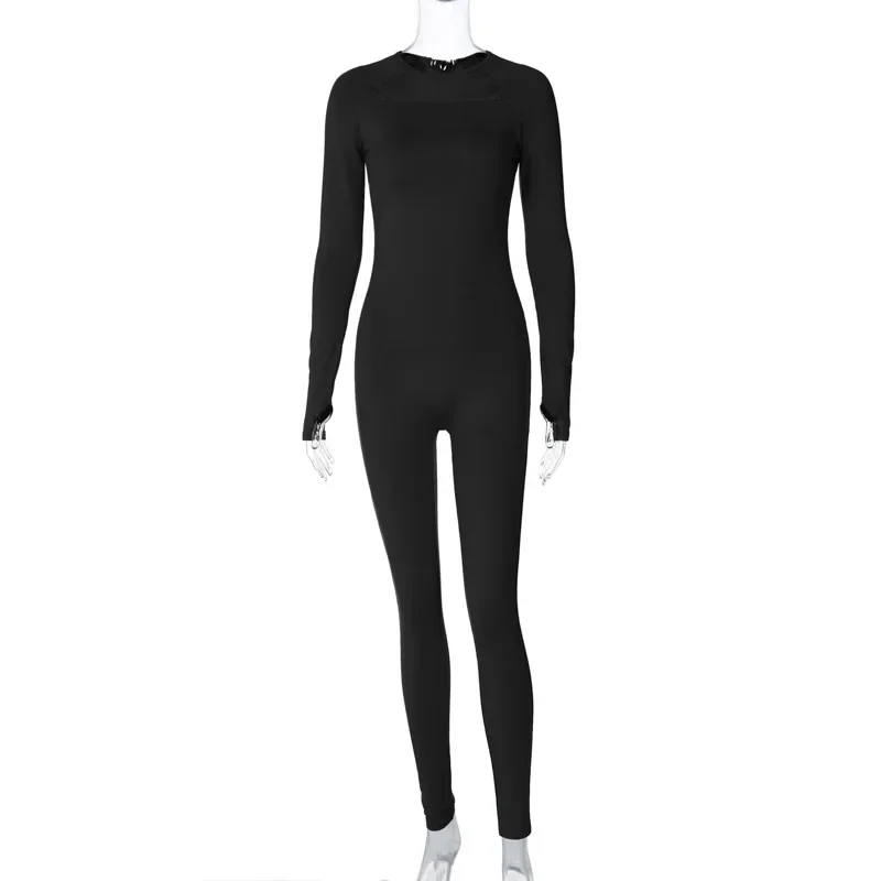 Gtpdpllt One Piece Baddie Jumpsuits Frau Langarm Schwarz Weiß Kylie Jenner Outfits Sexy Winterkleidung für Damen Strampler