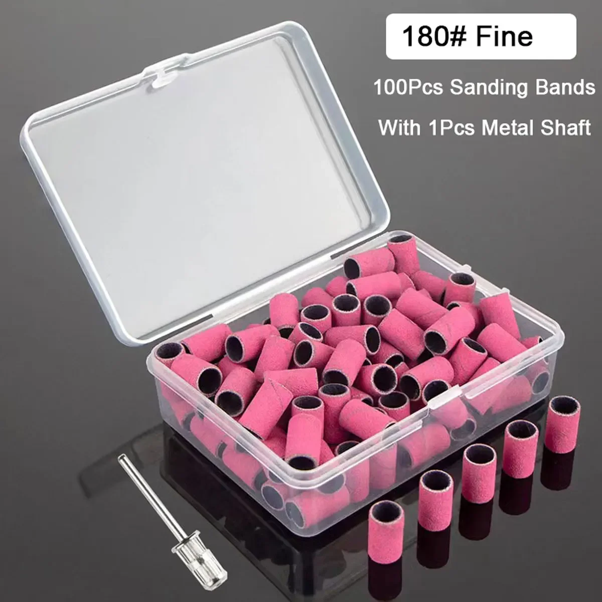 100 قطعة العصابات الرملي مع 1 قطعة رمح معدني مجموعة مسمار لقمة ثقب لإزالة هلام طلاء الأظافر الجلد الميت النسيج القاطع مثقاب الخشب