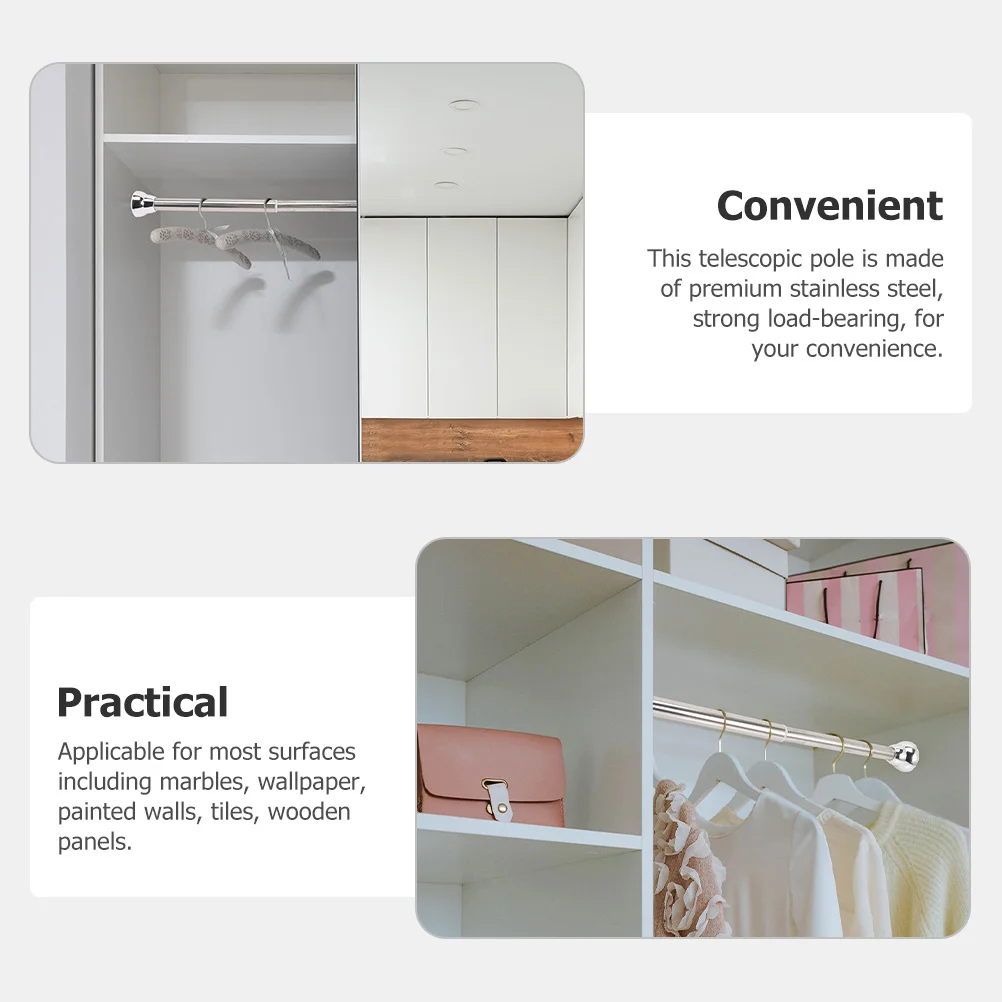 

Replaceable Heavy Duty Telescopic Shower Curtain Rod Stainless Steel Adjustable Tension Shower Bar No Drill Bathroom Curtain