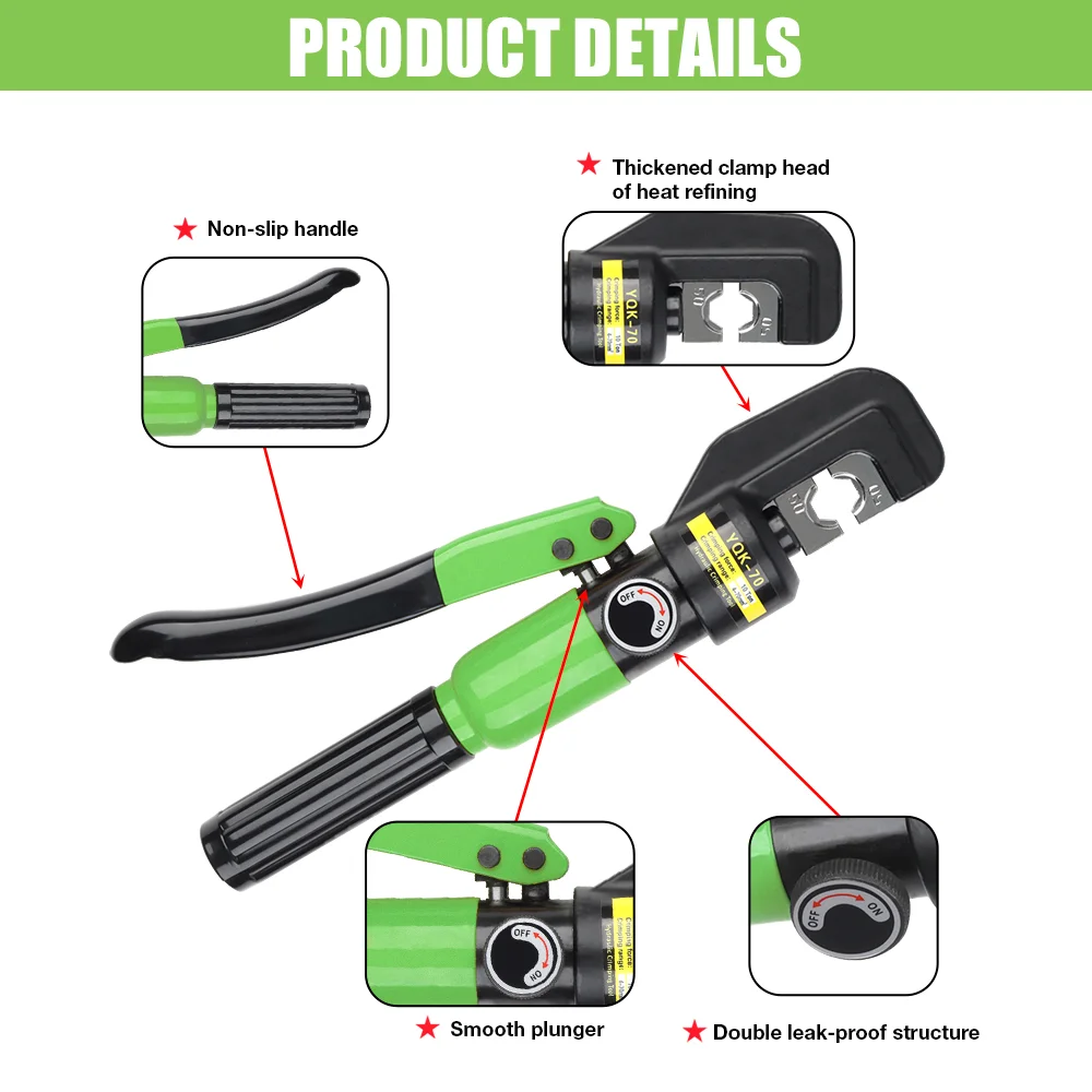 4-70mm² Household Hydraulic Crimping Pliers Pressure 10T Hydraulic Tools Hydraulic Pliers DIY Cable Terminal Crimping Pliers