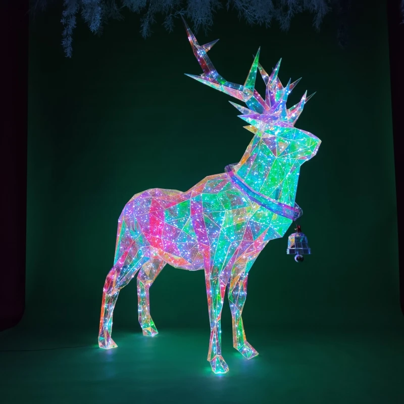 Christmas deer ornament Internet celebrity clock in shopping mall scenic spot decoration DP point illuminating deer pulling car