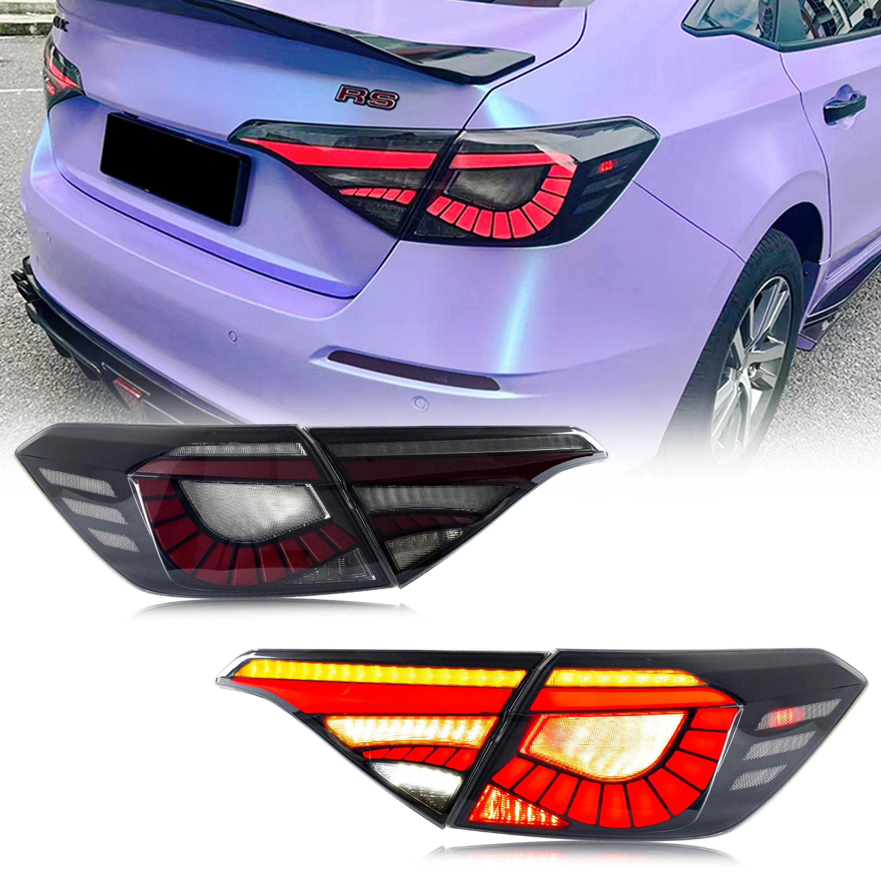 

LED Tail Lights for Honda Civic 2022 2023 11Th GEN Sedan Rear Lamps With Start-up Animation Sequential Signal Taillights Accessa