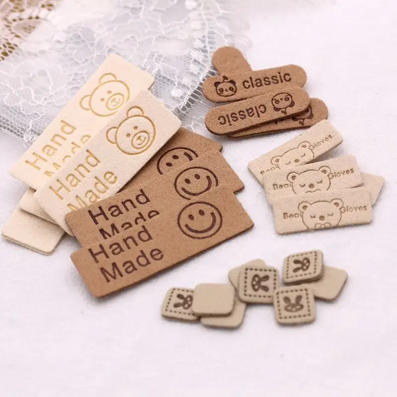 10pcs leather woven labels and fabric labels