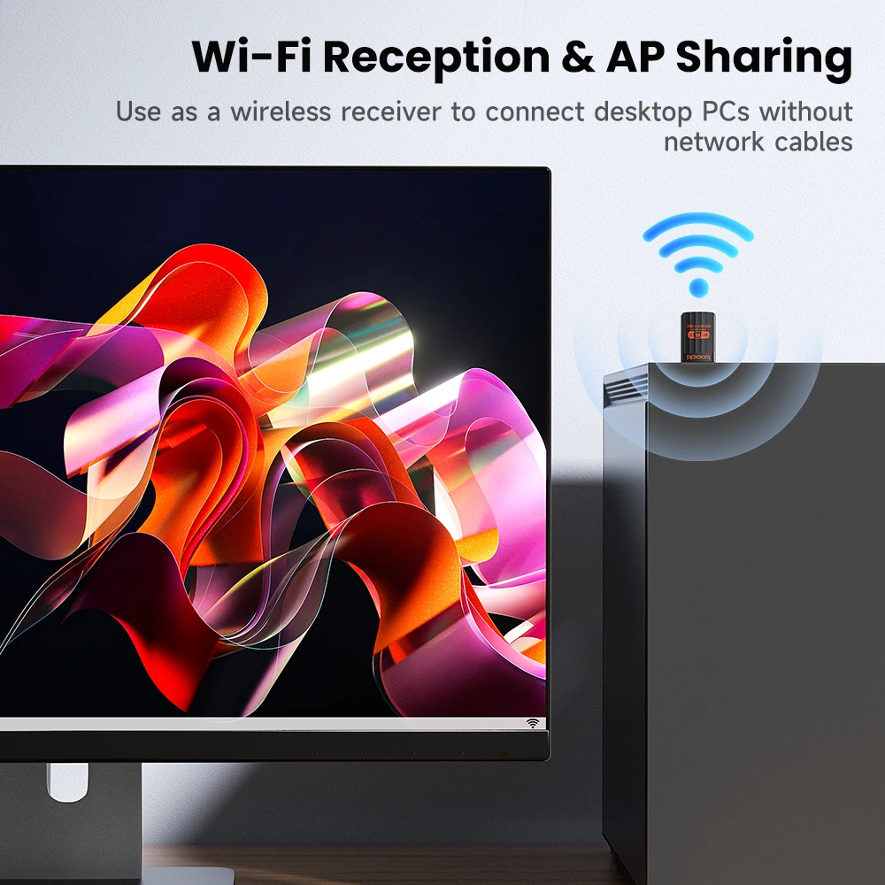 Toocki USB بلوتوث واي فاي محول 2 في 1 الارسال ثنائي النطاق 2.4G/5G AX900 WiFi 6 900Mbps محول لاسلكي بطاقة الشبكة للكمبيوتر