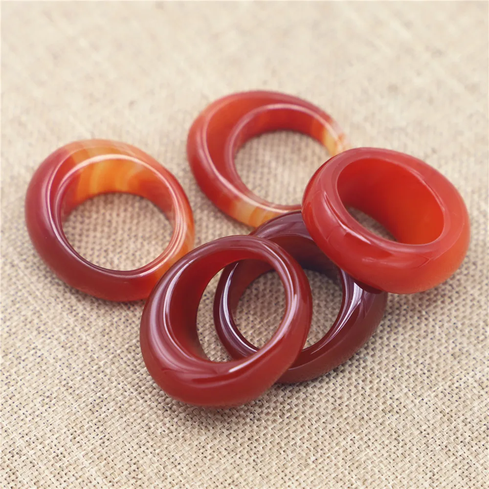 Hot Natural Stone Smooth Finger Engagement Onyx Agate  Ring Luxury Jewelry Wedding for Women Men Bands Wholesale 15MM 17#18#19#