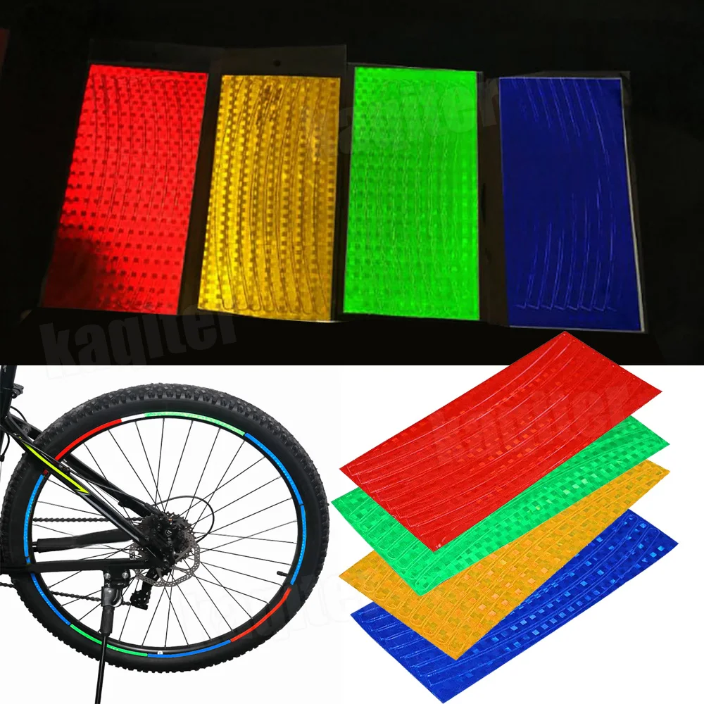 

1 Set Bicycle Tire Reflective Stickers Bike Wheel Spokes Tubes Strip Safety Warning Light Reflector Sticker Bicycle Accessories