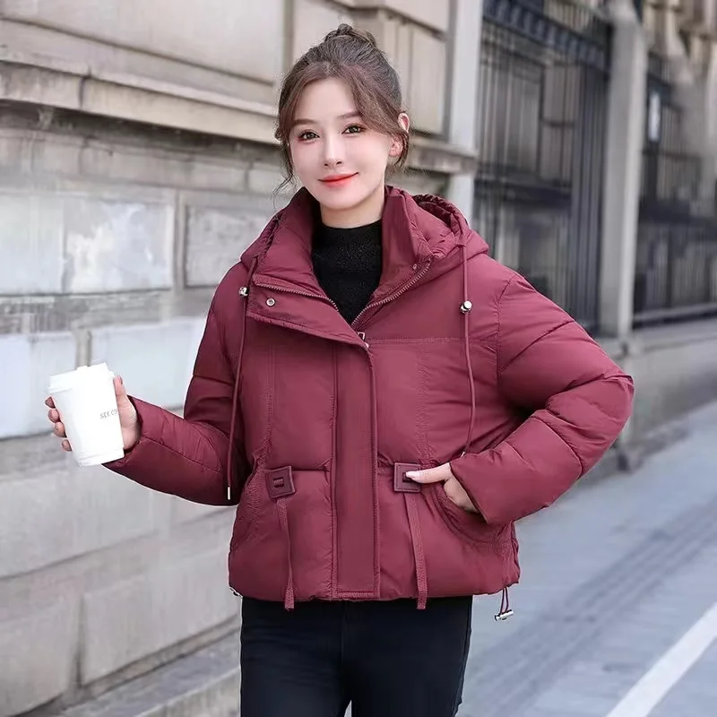 

Down Coat Women Parkas Short 2025 Winter New Puffer Jackets High-End Warm Cotton Padded Coats Korean Hooded Outwear Female Tops