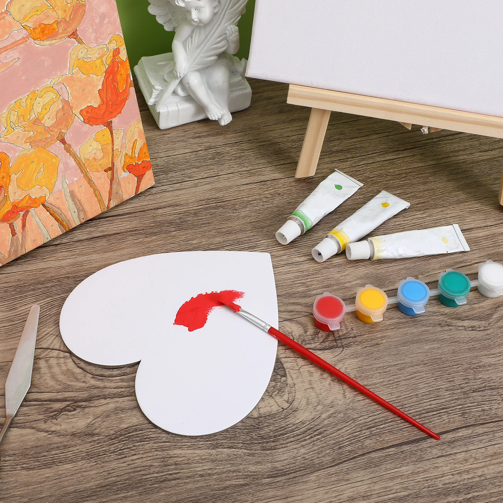 

5 pcs Heart Shape Thickened Oil Painting Board Cotton Canvas For Diy Art Drawing Supplies Indoor Outdoor Use Heart Art Panels