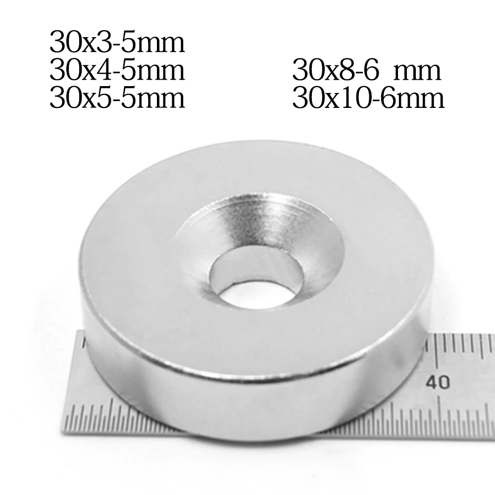 30x10-6 Powerful Magnets 30*10 Hole 6mm Permanent Round Countersunk Neodymium Magnetic Magnet 30X4-5mm 30*3-5 30x5-5 30x8-6 mm