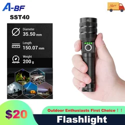 A-BF SST40 Professional Strong Light Flashlight LED Telescopic Zoom Charging Outdoor Searchlight Remote Flashlight