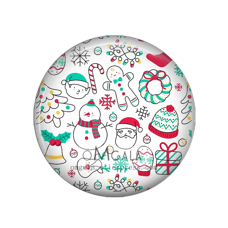 Trendy Christmas Elements Background Pattern 10pcs 12mm/18mm/20mm/25mm Round photo glass cabochon demo flat back Making findings