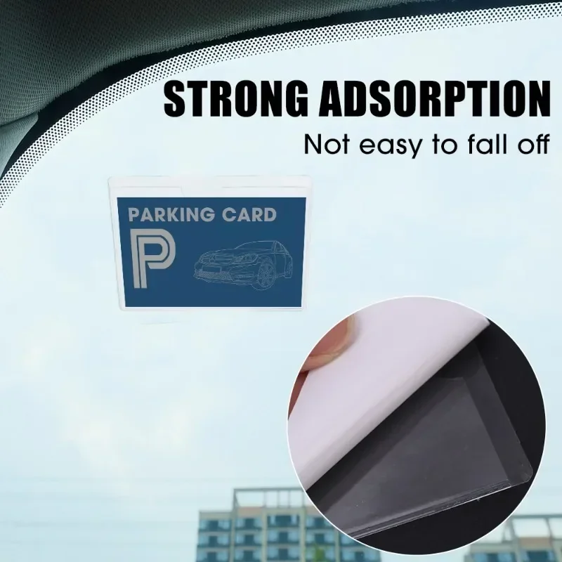 Self-adhesive Label Sticker Parking Permit Transparent Card Holder Cover For Car Windshield Home Office Desk Box Cards Case