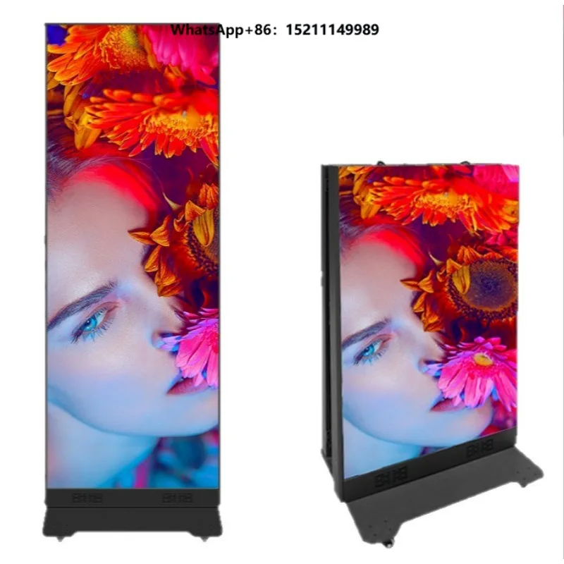 640*1920mm Foldable GOB P1.538 LED Poster Display All-in-One Digital Signage Indoor Outdoor Text Animation Elevator Airport