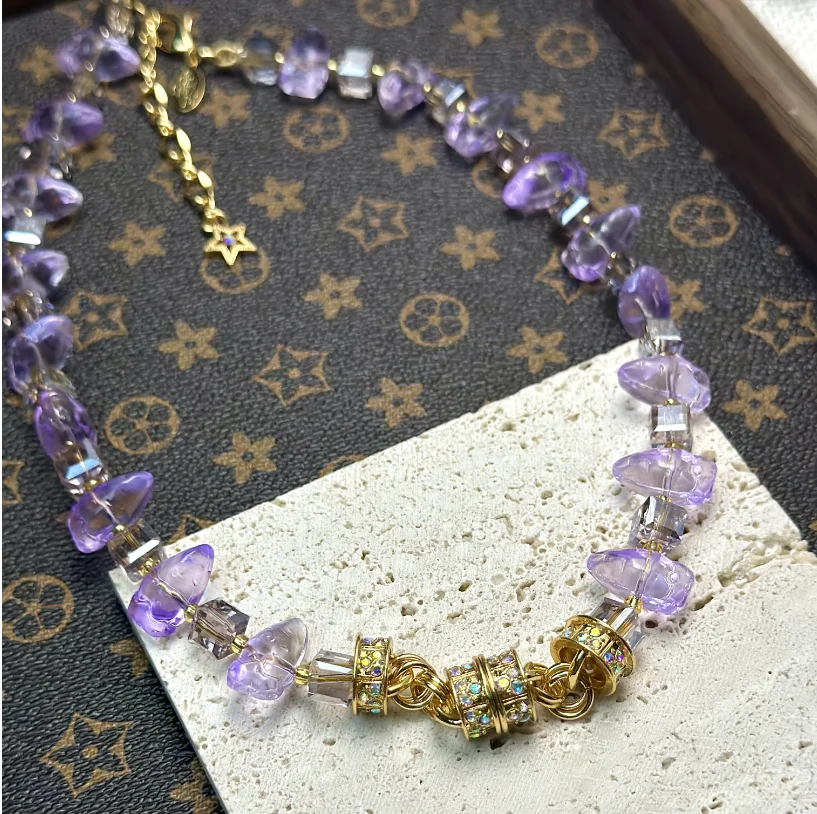 

KF Europe and the United States Fashion Trend Heavy Industry Sweet Wild Fresh Geometric Shape Lilac Purple Resin Beads Universal