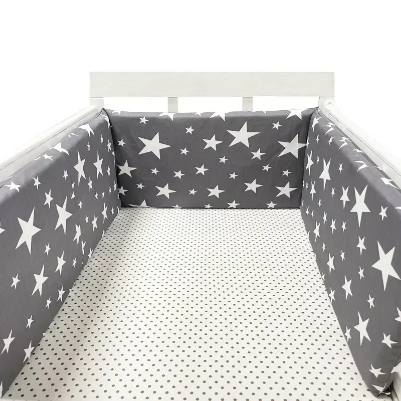 

200*30 CM Nordic Stars Baby Bed Thicken Bumpers Zipper Design One-piece Crib Around Cushion Cot Protector Pillows