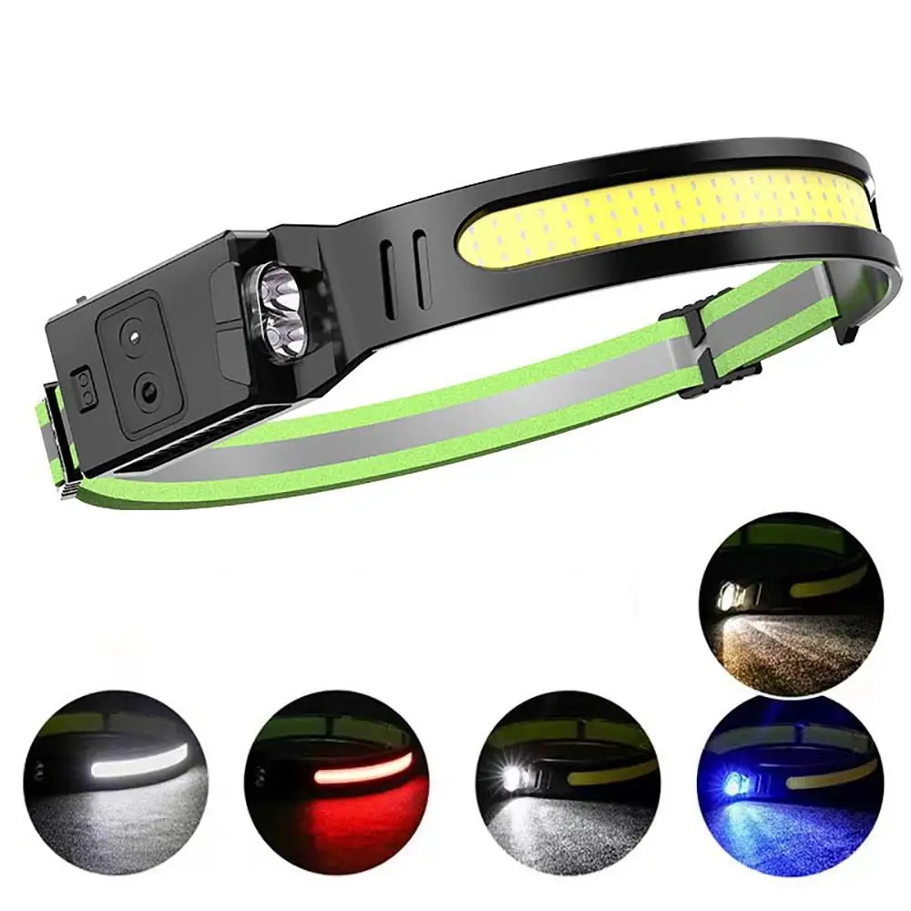 

USB Rechargeable Headlight LED Induction Headlamp Outdoor Flashlight 1200mAH Built-in Battery 3 Lighting Modes Head Lam Torch