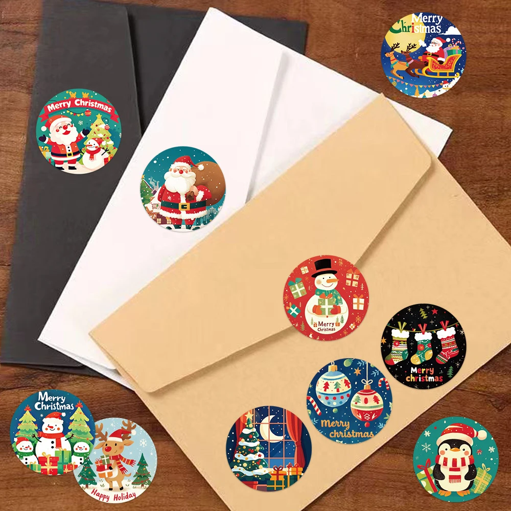 500pcs/Roll Kawaii Christmas Reward Stickers Funny Cute Santa Claus DIY Phone Guitar Cartoon Decoration Seal Label Sticker Gifts