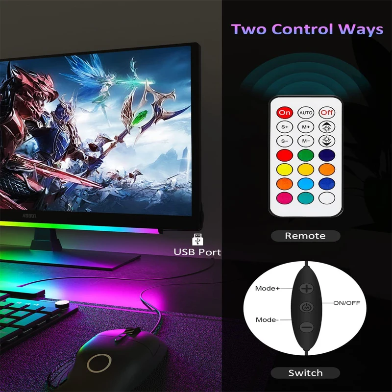 RGB Monitor Light Bar Night Lights PC Smart Led Screen Hanging Lamp  Ambiance Backlight Atmosphere Lamp for Gaming Room Decor