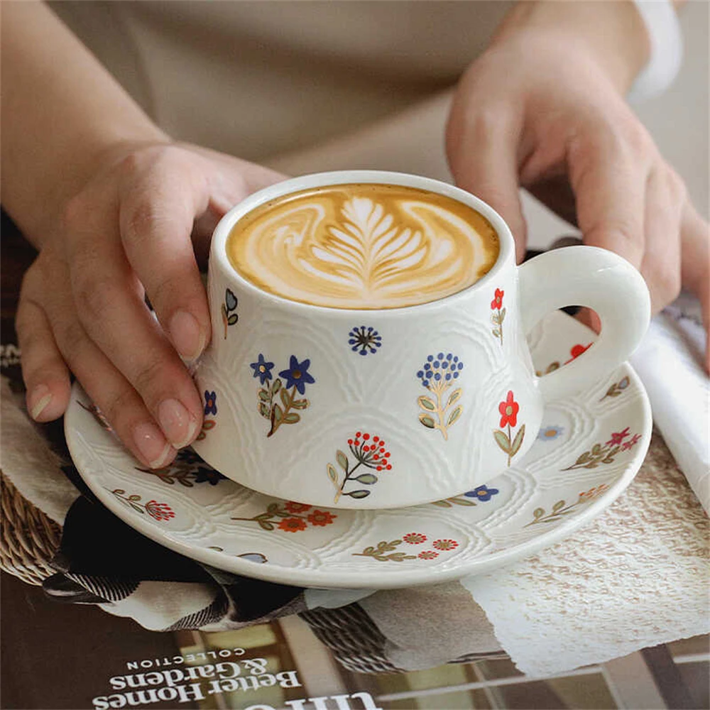 Personalized Phnom Penh Printed Cup And Saucer Plate Kitchen Supplies Cartoon Embossed Coffee Cup And Saucer Plate Suit Gift
