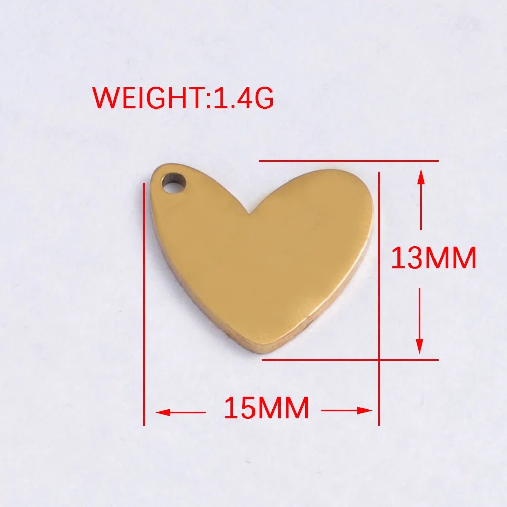 Fnixtar 10pcs/lot Stainless Steel DIY Heart Pendant Charms Love Necklace Bracelet Accessories Jewelry Making Lover Gift