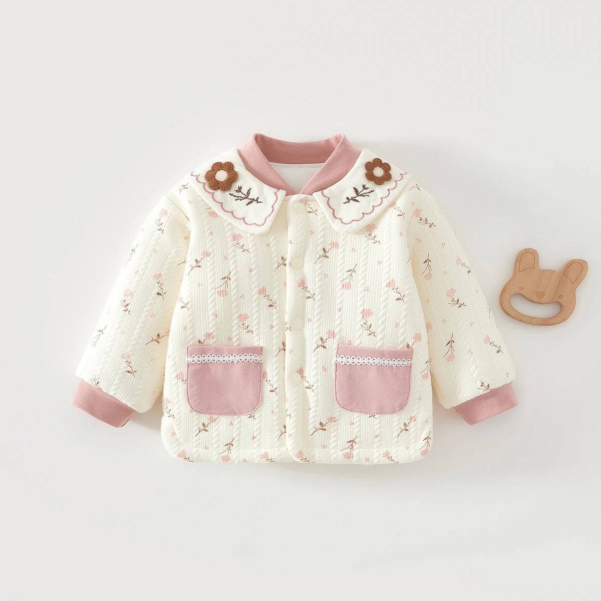 Baby Warm Top Single Piece for Boys and Girls, Autumn and Winter Padded Cotton Jacket, Thick Cotton Home Wear for 0-2 Years Old, 120g Cotton Coat