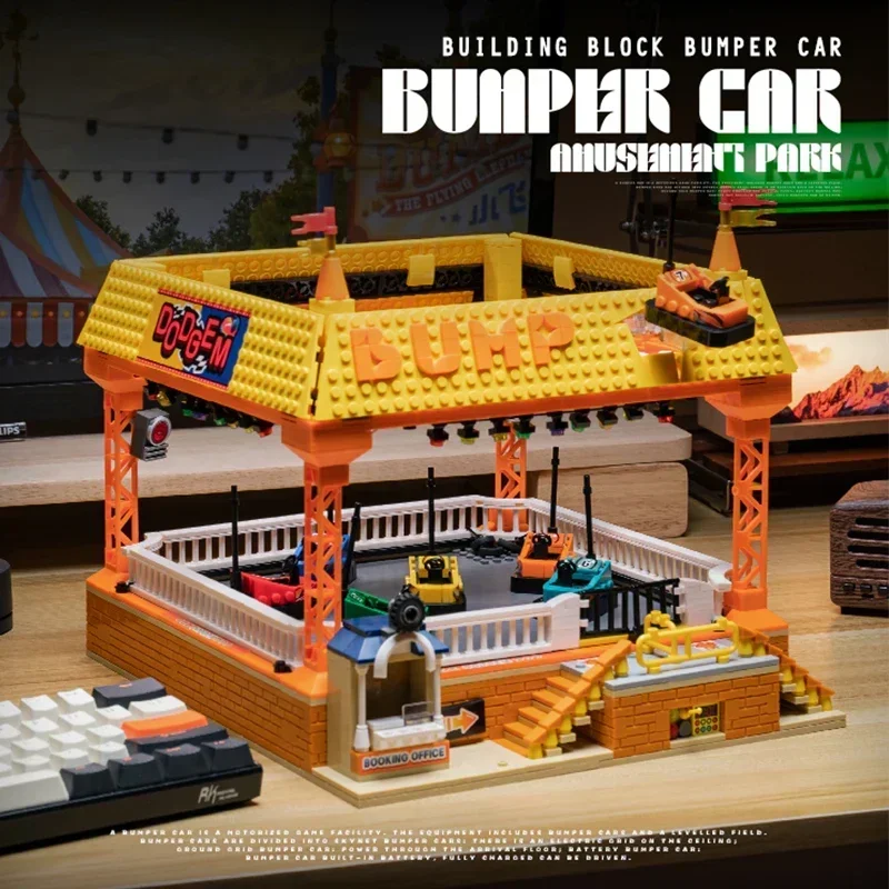 Creative Expert City Street View MOC JD037 Children’s Amusement Park Bumper Car Model 1099PCS Building Blocks Brick Puzzle Toys