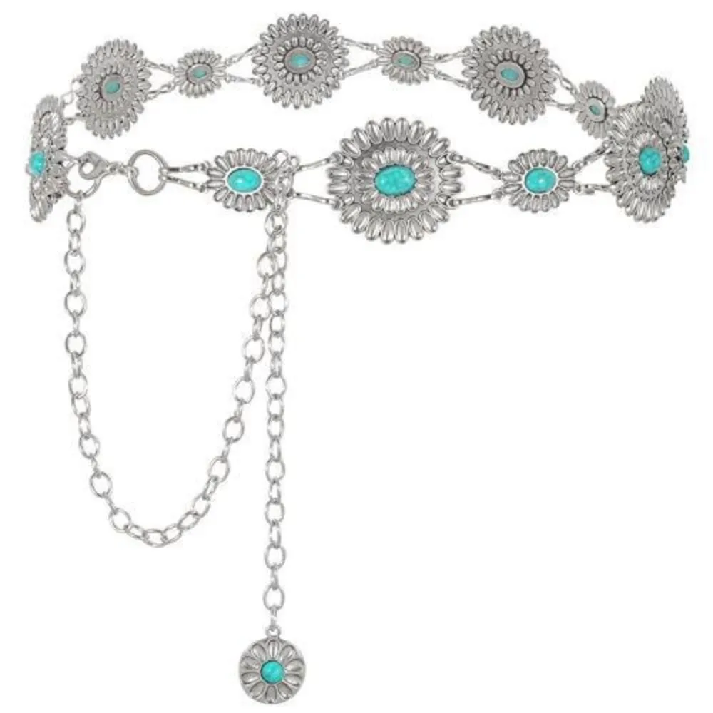 Fashion Metal Chain Belt for Women Fashion Cowgirl Western Country Chain Belts Adjustable Concho Belt for Sweaters Dresses Jeans view 2