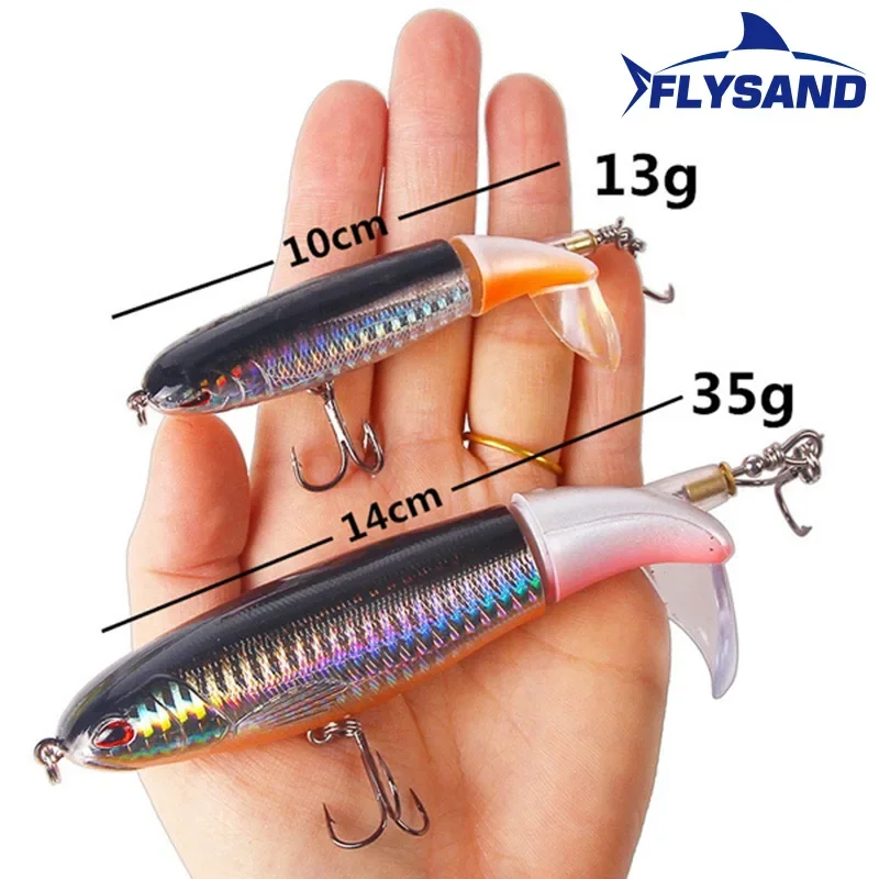 FLYSAND Esche da pesca 13g/35g Esche da pesca artificiali Topwater Ganci a coda rotante Bass Fishing Esca dura Pesca per Bass Pike