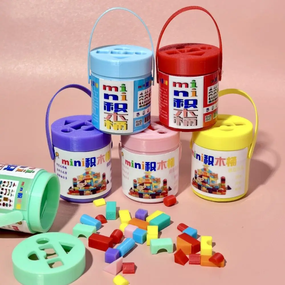 Multicolor Dollhouse Building Blocks Plastic Miniature Size Miniature Doll Blocks Bucket Packaging Building Block Model