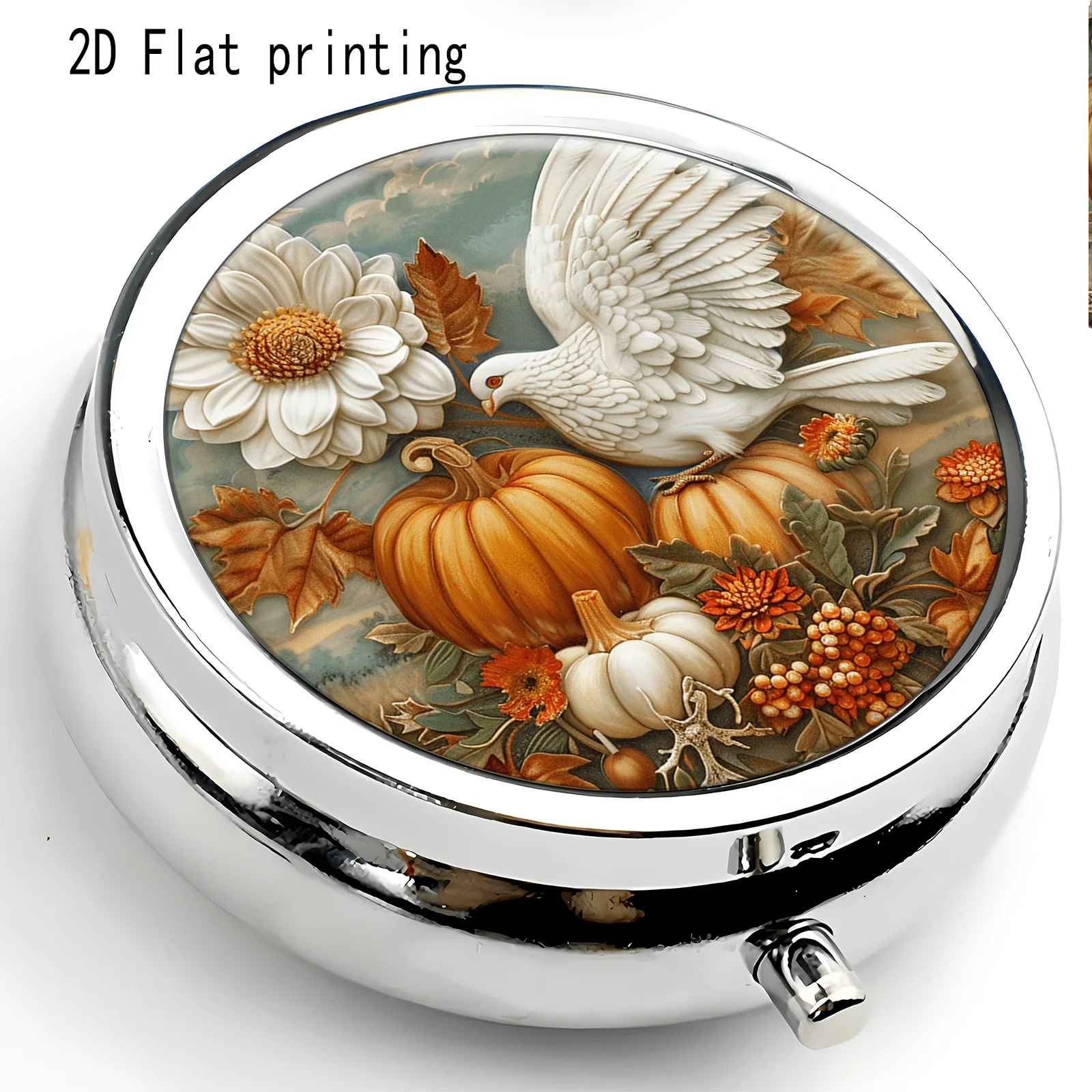 1Pc Flat Printing Pill Box with Cat Looking at Butterfly Illustration, Dreamy and Beautiful Metal Material Suitable for Various Occasions, Practical Gift, Lightweight and Convenient, Exquisite and Convenient, Compartmentalized Design, Compartmentalized Classification, Small Pill Box, Compact Creative Jewelry Box, Small and Exquisite Decorative Box, Preferred for Gift-Giving, Versatile