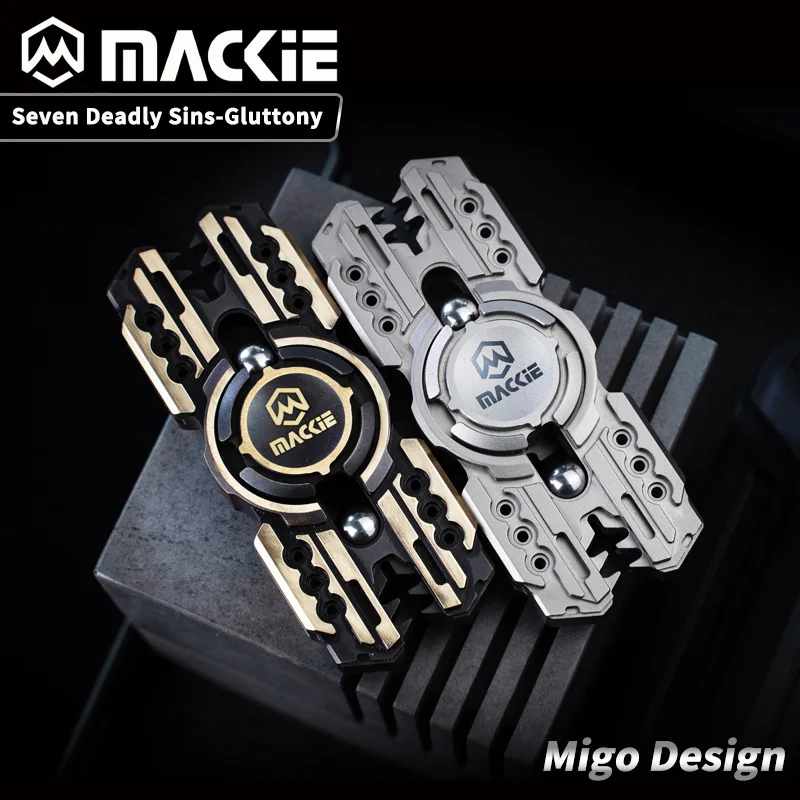 MACKIE EDC deux feuilles en laiton alliage de titane Fidget Spinner doigt gyroscope Fidgeting jouets
