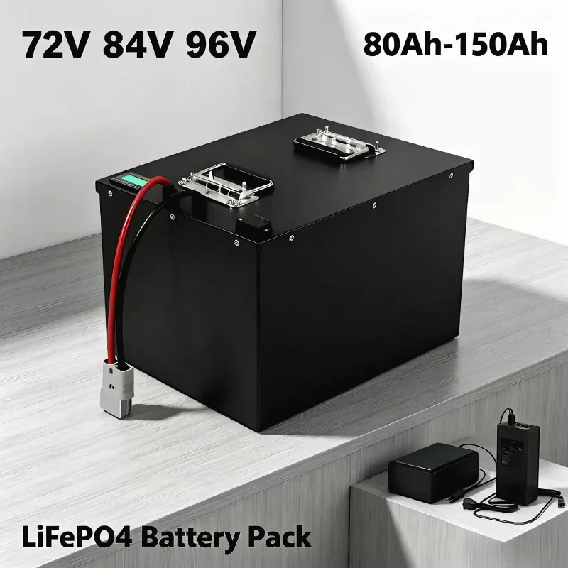 LiFePO4 Battery Pack Built-in BMS 72V 84V 96V 80Ah 100Ah 150Ah, Deep Cycle Power Battery for EV, RV, AGV Robot, Golf Cart, Elect
