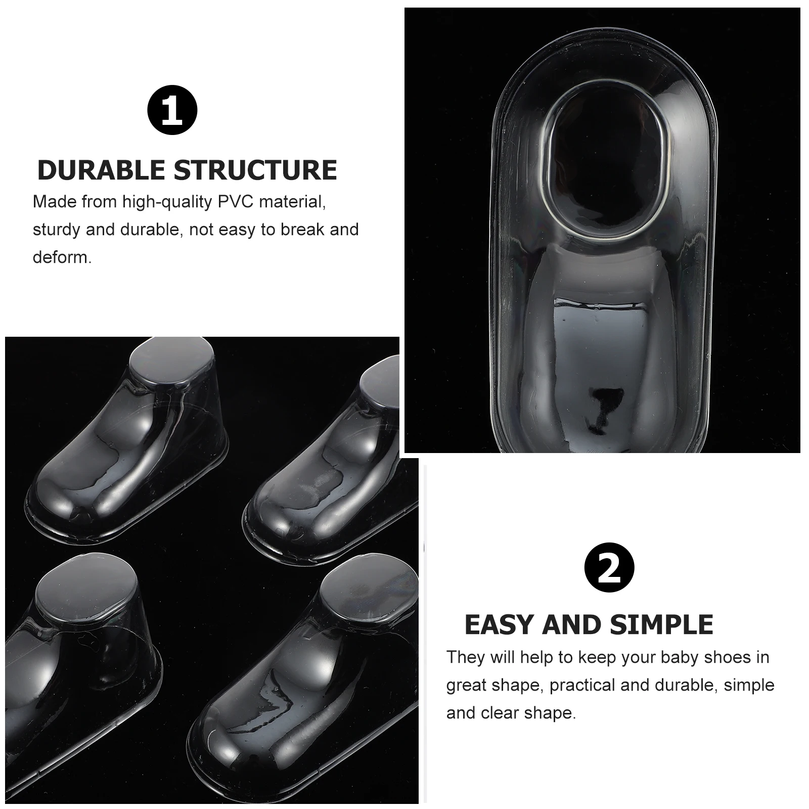 

10 шт., прозрачная подставка для обуви из ПВХ для детских ног, прочный, легкий, прочный для детских носков, органайзер для хранения обуви, простой в использовании