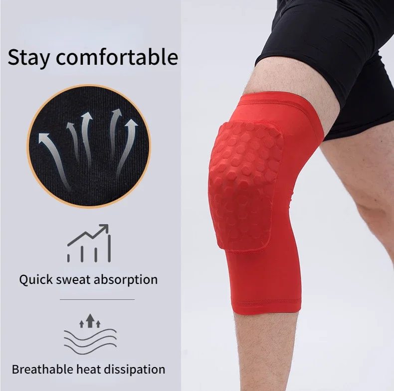 1PC Honeycomb Knee Pads Basketball Sport Kneepad Volleyball Knee Protector Brace Support Football Compression Leg Sleeves