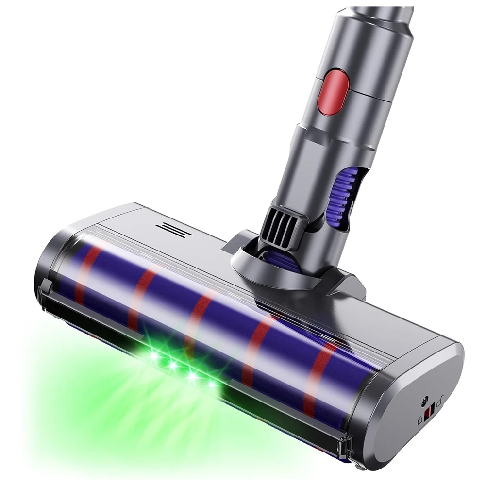 Vacuum Cleaner Head for Dyson V7 V8 V10 V11 V15 Soft Roller Brush for Hard Floors with LED Green Lights