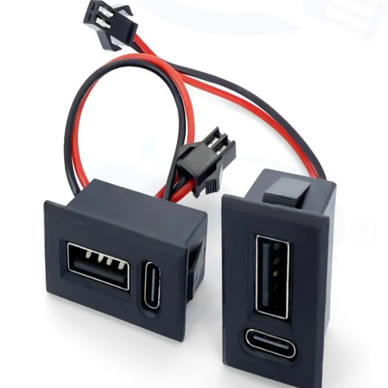 With Cable Connector Double Layer Usb Female Base Type-C Socket And Female Usb Lamp Charging Socket Power Socket