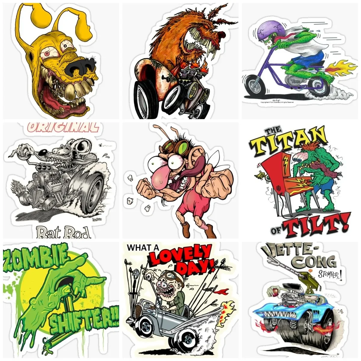 

Креативная наклейка Crazy Rat Fink, аксессуары для кемпера, виниловое окно, грузовик, автомобиль, мото, велосипед, стекло, шлем, гоночная наклейка для бездорожья