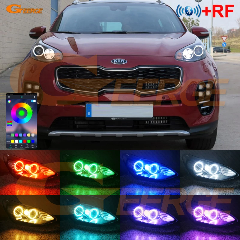 For Kia Sportage 4 MK4 QL KX5 2015 2016 2017 2018 2019 Bluetooth App Multi-Color Ultra Bright RGB LED Angel Eyes Kit Halo Rings