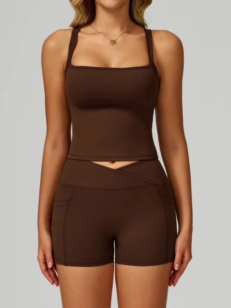 Women Yoga Sports Set Hollow Out Back High Waist Tight Workout Clothes Running Fitness Tracksuits Gym Activewear Two Piece