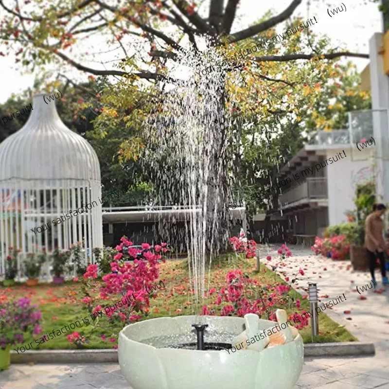 Round Solar Fountain Outdoor Pool Bird Bath Fountain Garden Floating Water Feature Fountain Pump
