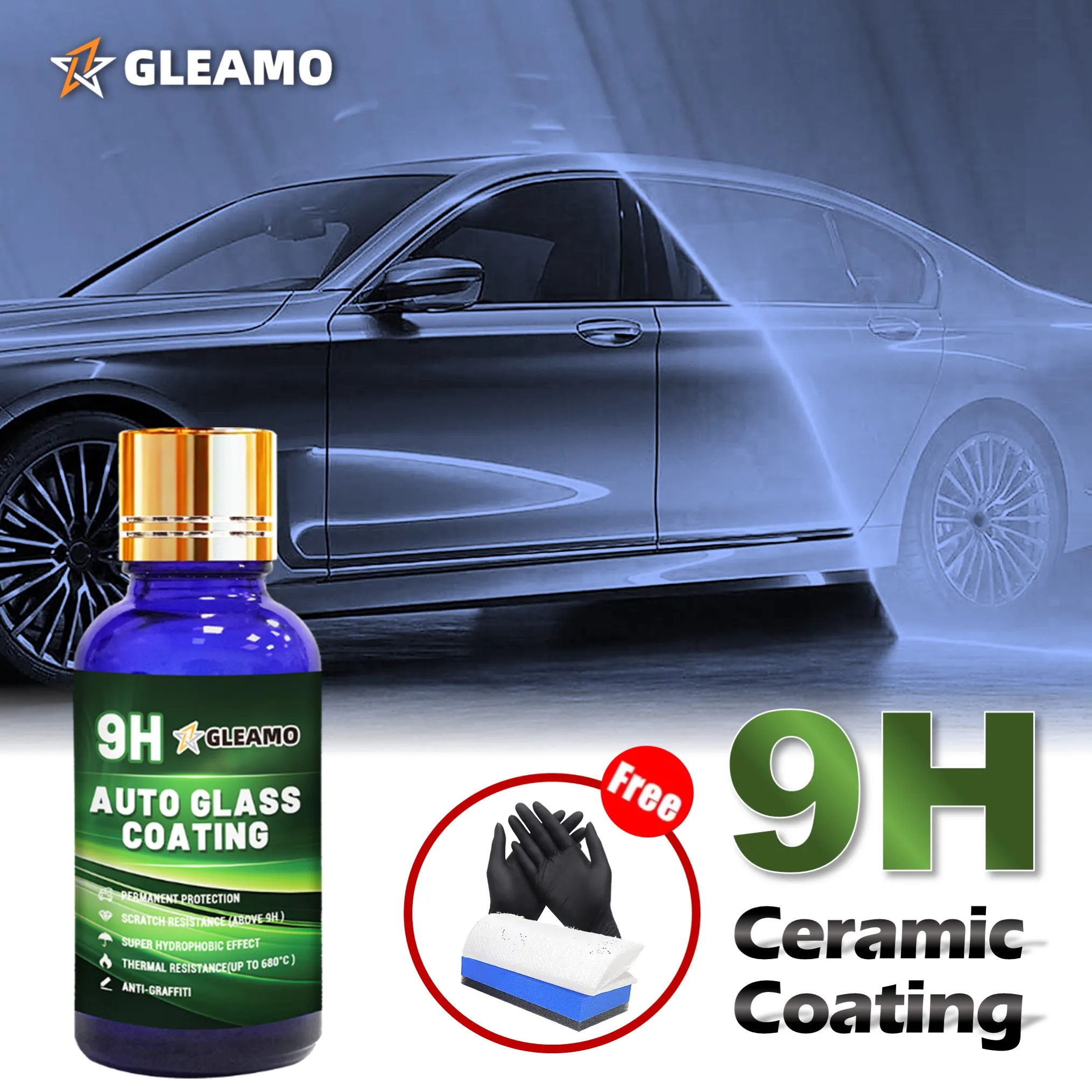 

9H керамическое автомобильное покрытие, длительный эффект, предотвращает появление царапин и пятен, жидкое гидрофобное покрытие для автомобиля