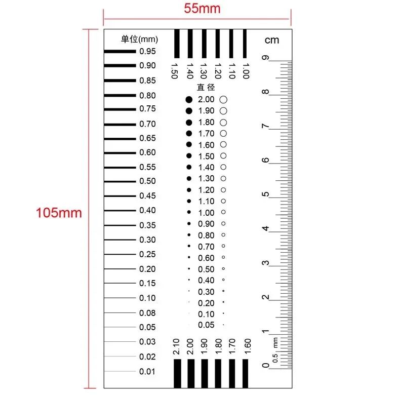 10pcs Spot Gauge, Dot Line Gauge, Spot Gauge, Spot Spot, Cafflin Ruler, Caliper, Appearance, QC Quality Inspection Area Gauge