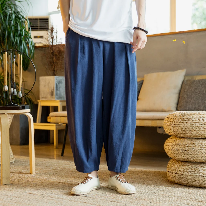 

Vintage Pants Large Size Summer Men Cotton Big Sizes Wide Leg Linen Pant Oversized Jogger Trousers Male Plus Size Loose Pants