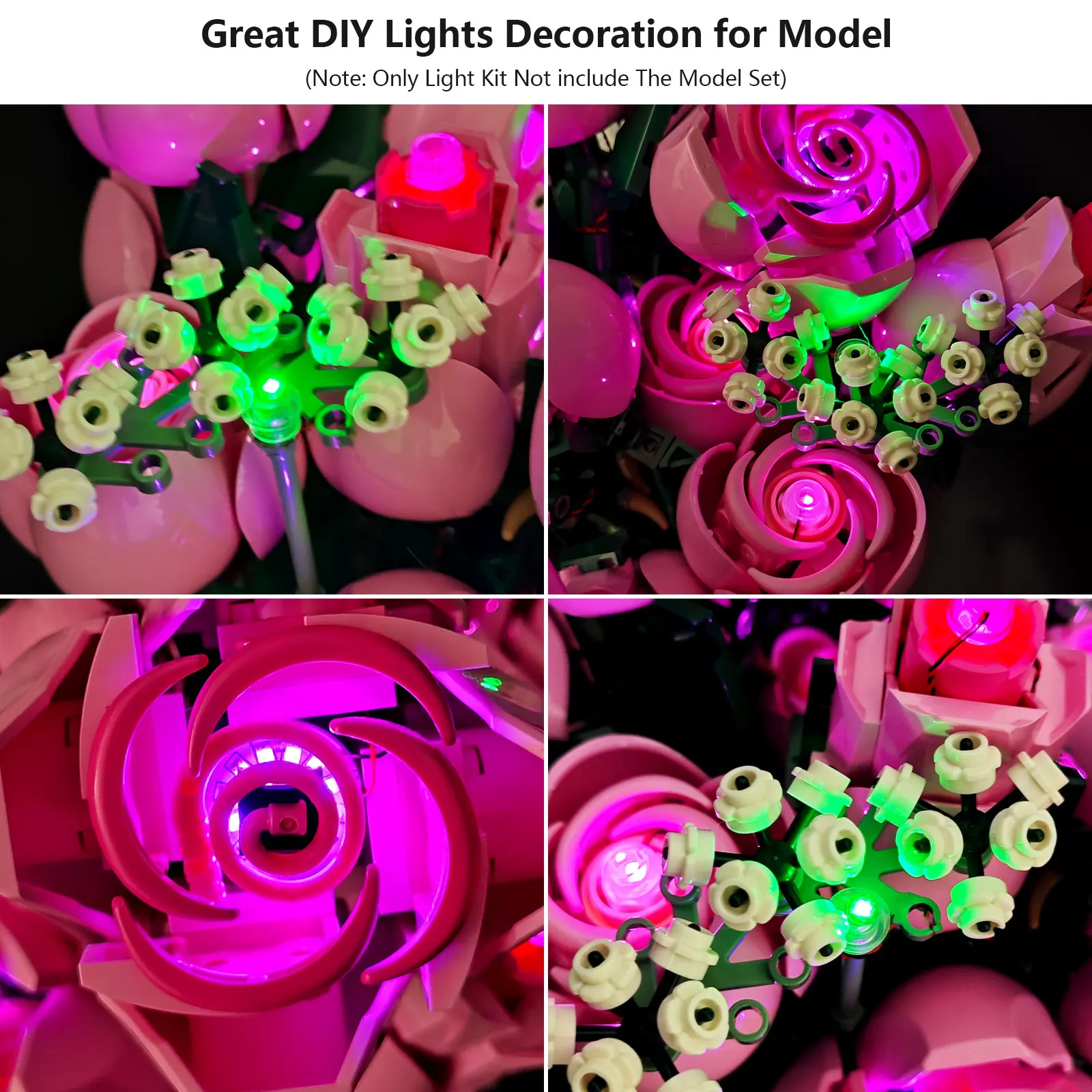 LYBMTWF LED Lighting Kit Compatible with Lego 10374 Pink Rose Bouquet  (NOT Include Model Bricks)