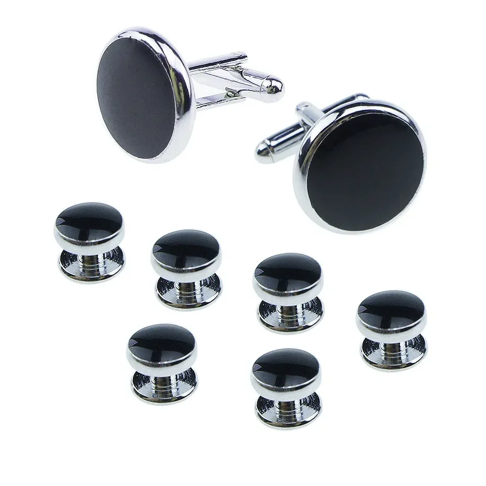 

Classic Men's Cufflinks & Studs Set for Tuxedo, Wedding, Party, Tie Clip, Collar Accessory Gift
