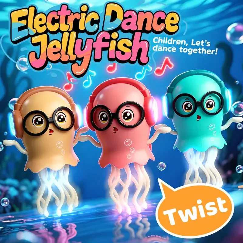 Electric Dancing Jellyfish Robot Toy Obstacle Avoidance 3D Flashing Lights & Music Interactive Sensory Play Toy Gifts for Kids